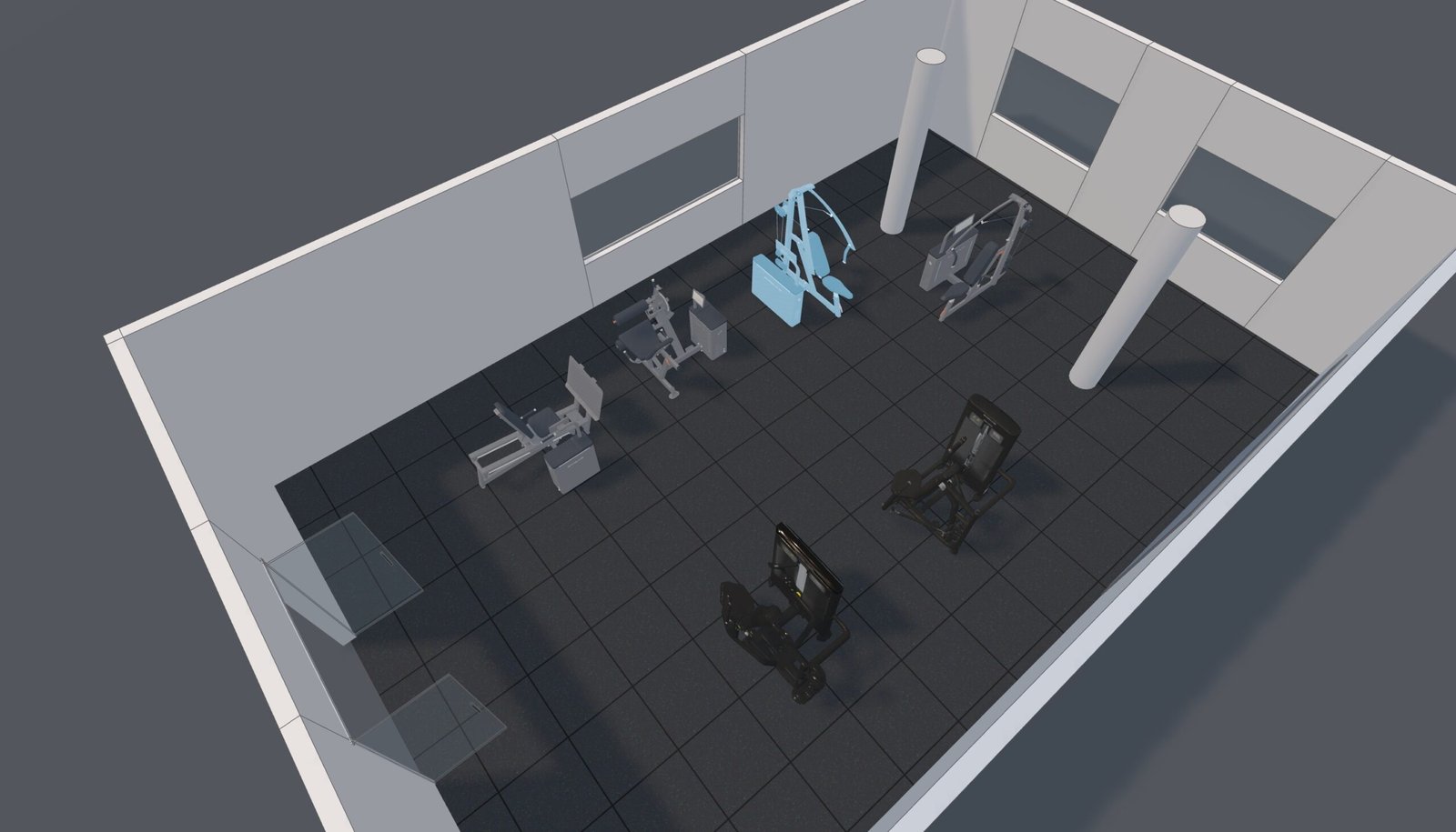 EVOLVE GymPlanner 3D layout render, light preview